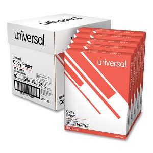 Universal Copy Paper Convenience Carton, 92 Bright, 20 lb Bond Weight, 8.5 x 11, White, 500 Sheets/Ream, 5 Reams/Carton - 1 of 1