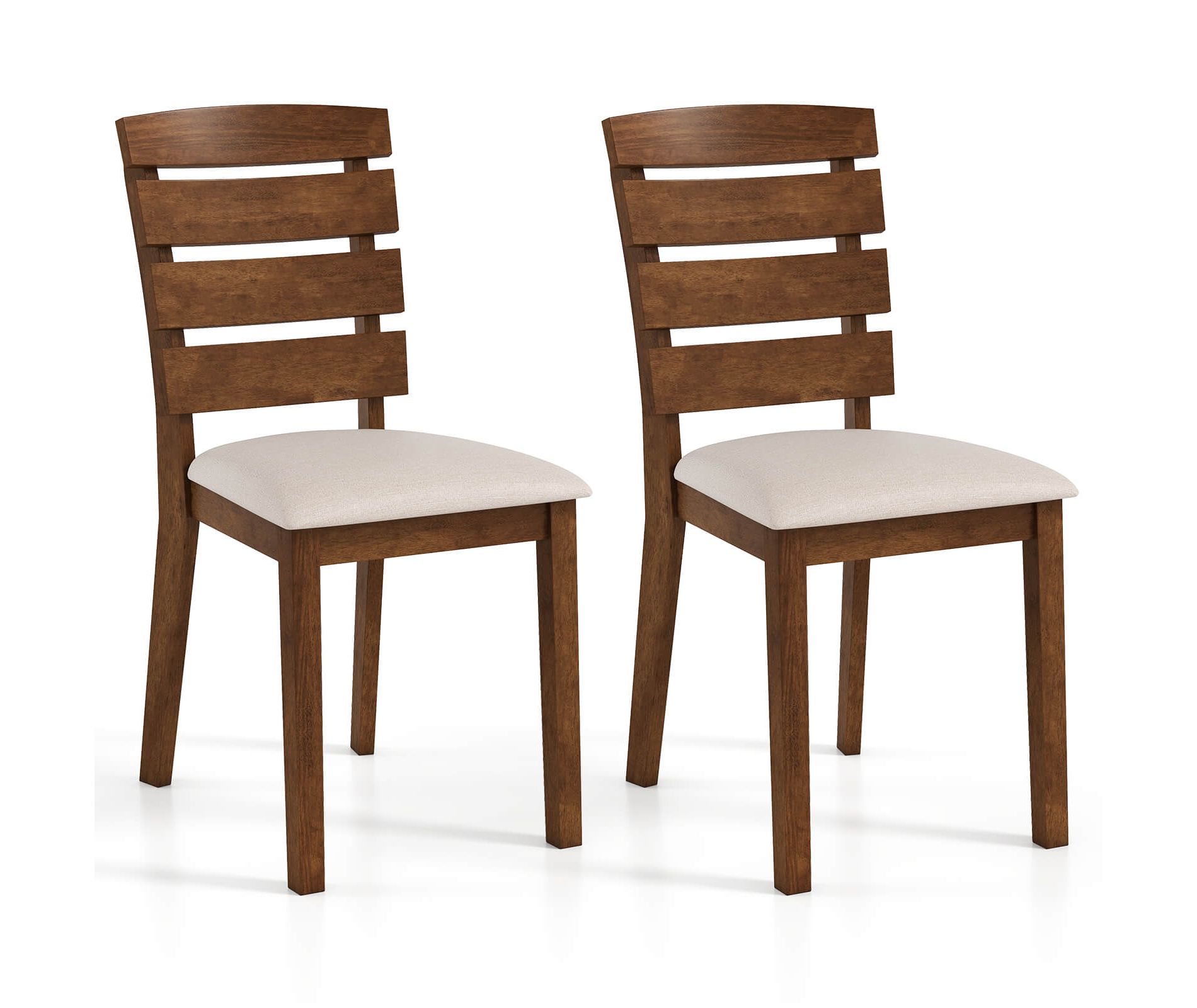 Costway Dining Chair Set of 2/4 Upholstered Kitchen Chair with Slatted High Backrest