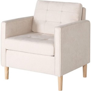 Decor Linen Comfy Round Arms Chair for Living Room, Reading Leisure Chair with High Back for Living Room Bedroom Waiting Room, Grey - 1 of 4