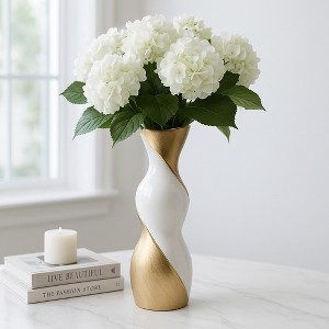 Decorative Ceramic Vase - Complements Living Room, Office, and Bedroom - Perfect Flower Vase for Table Accent and House Decor - 1 of 4