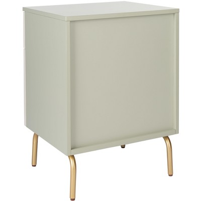 Genevieve Grey Mahogany 2-Drawer Nightstand with Gold Trim