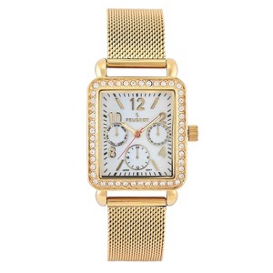 Peugeot Women's 35x30mm 14K Gold Plated Square Dress Watch - Mesh Band - 1 of 4