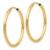 Black Bow Jewelry 2mm x 30mm 14k Yellow Gold Polished Round Endless Hoop Earrings - 2 of 4