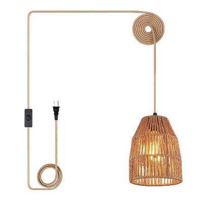 DORESshop 8.66 in. 1 Light Black Pendant Light Fixture Metal Cage with Gold Socket Hanging Lighting for Kitchen Island Dining Room