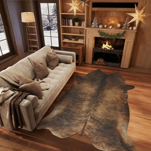 Faux Cowhide Rug 61x74.8 Inch, Western Animal Skin Carpet for Living Room Bedroom, Cowboy Cowgirl Home Decor - 1 of 4