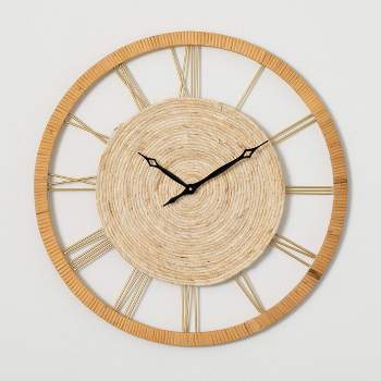 Sullivans 23.5" Woven Face Wood & Metal Wall Clock