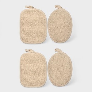 Willow & Ruby 4-Piece Body Scrubber Duo - Exfoliating & Cleansing Loofah, Chamomile - 1 of 4