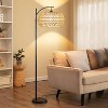 SUGIFT Dimmable Boho Floor Lamp with Rattan & Linen Drum Shade – Remote & Footswitch Control - 2 of 4
