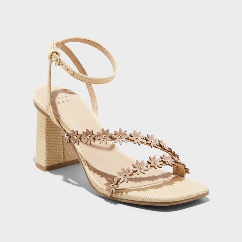 Women's Mirabel Strappy Heels - A New Day™ Beige 7.5