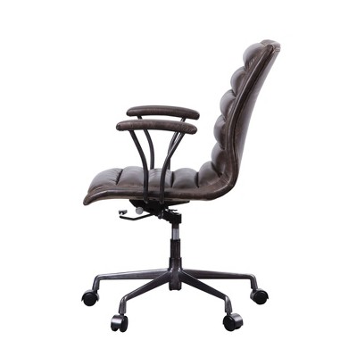 Distressed Brown Leather Executive Swivel Office Chair