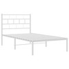 vidaXL Elegant White Bed Frame with Headboard, Robust Steel Construction, Extra Storage Space - 3 of 4