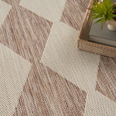 Beige Diamond Pattern Flat Woven Synthetic 8' x 10' Area Rug