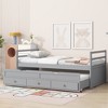 Sapphtopaz Twin Size Pine Wood Bed Frame, Platform Bed with Headboard, Footboard, Trundle & Storage Drawers for Small Bedrooms, Teens & Guest Rooms - 4 of 4