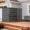 Wooakway 142"W x 72"H Black Metal Trellis Panel Outdoor Garden Privacy Screen with Scroll Design Indoor Room Divider for Patio Balcony and Yard Decor - 2 of 4
