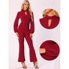 INSPIRE CHIC Women's Long Sleeve High Waist Elegant Party Bell Bottom Pants Jumpsuit - 2 of 4