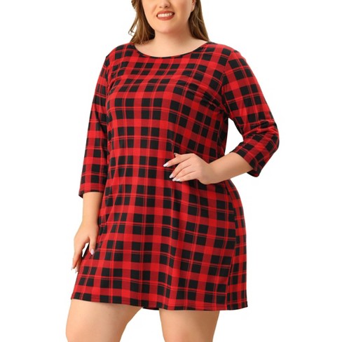 Plus size red discount and black plaid pajamas