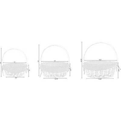 White Round Wicker Basket with Blue Gingham Liner