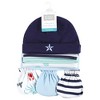 Hudson Baby Infant Boy Cotton Cap and Scratch Mitten Set, Ocean Friends, 0-6 Months - 2 of 4