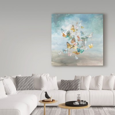 Danhui Nai 14" Blue and Grey Butterfly Canvas Art
