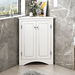 Vatros Triangle Bathroom Storage Cabinet with Adjustable Shelves Freestanding Floor Cabinet - 1 of 4