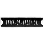 Transpac Metal 14.37 in. Black Halloween Embossed Road Sign Decor
