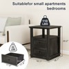 MUUEGM 18.1" Farmhouse Night Stand| Rustic Wood End Table with Charging Station, Open Shelf, 2 Storage Drawers - 2 of 4