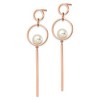 Chisel Stainless Steel Polished Rose IP-plated Simulated Pearl Dangle Earring - 2 of 4