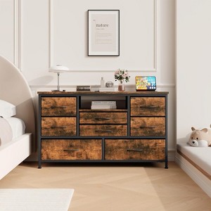 Acekool 8 Drawer TV Cabinet with Socket, TV Console Table Dresser for 50 Inch TV, Adjustable Feet, Storage Organizer - 1 of 4