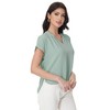 Anna-Kaci Women's Short Sleeve Blouse with Gathered V-Neckline and Rolled Cuffs - 3 of 4