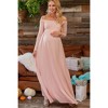 PinkBlush Pink Solid Off Shoulder Maternity Maxi Dress - 4 of 4
