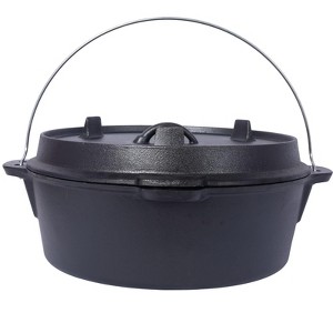 SEVOBAL Grill Cookware Outdoor Dutch Oven with Skillet Lid for Campfire Cooking and Group Meals Use Area, Black, 13"*13"*7.5" - 1 of 4