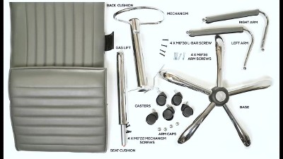 Gray Vinyl Ribbed Drafting Stool with Fixed Arms