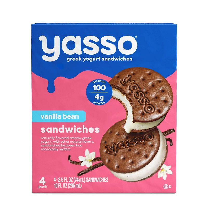 Yasso Vanilla Bean Frozen Greek Yogurt Sandwich - 10 fl oz/4ct, 1 of 12