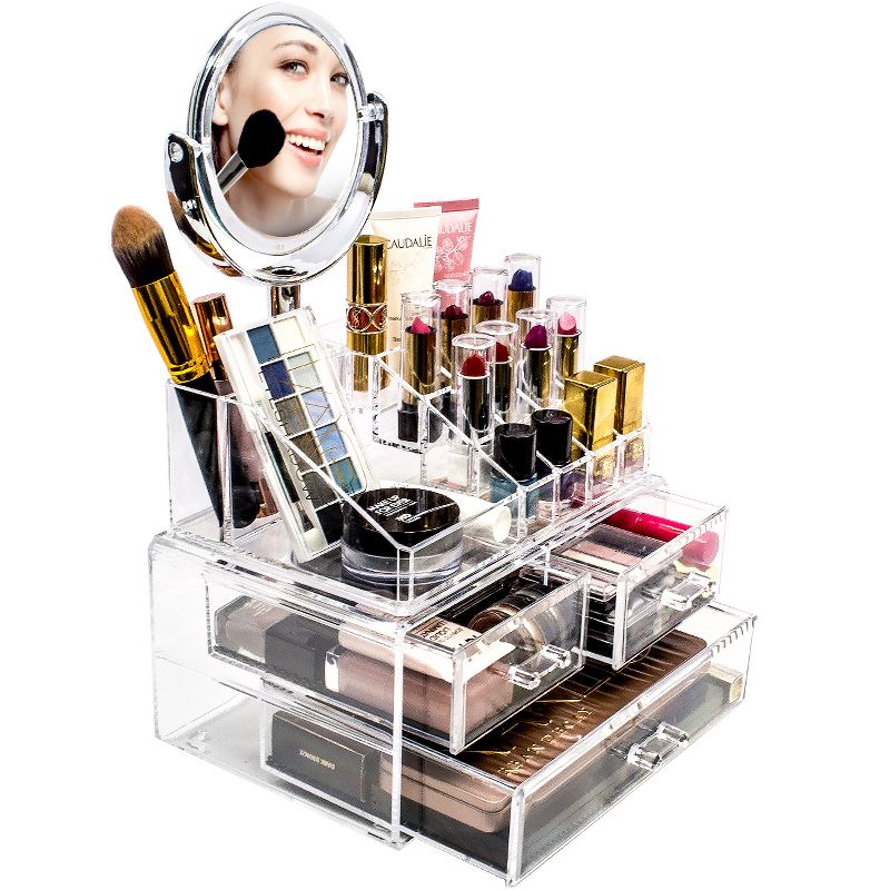 Sorbus Makeup Storage Organizer with Magnifying Mirror - Clear, 4 of 5