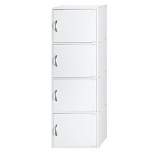 Hodedah HID4 High Quality 4 Shelf Home, Office, and School Enclosed Organization Storage 47 Inch Tall Slim Bookcase Cabinets, White Finish