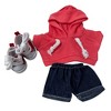 Red Hoodie and Jeans Outfit with High-Top Sneakers for 17.5 Labubu Dolls - 4 of 4