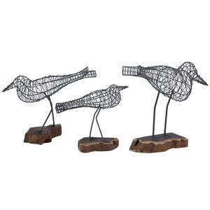 Beachcombers Set of 3 Wire Bird on Wood Stand - 1 of 1