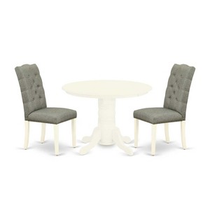 HomeStock 3-Pc Linen white Solid Wood Top - Round Dining Room Set - Seats 4 - 1 of 4