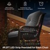 Bestier Outdoor Wicker Swivel Glider Chair with Tempered Glass Table, LED Patio Rocker with 4" Anti-Slip Navy Cushion - 3 of 4