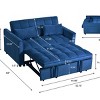 INFURNIC Sofas 3 in 1 Convertible Sleeper Pull Out Loveseat with Adjustable Backrest Velvet Pockets for Living Room, Blue, 52.75"*33.46"*31.1" - 3 of 4