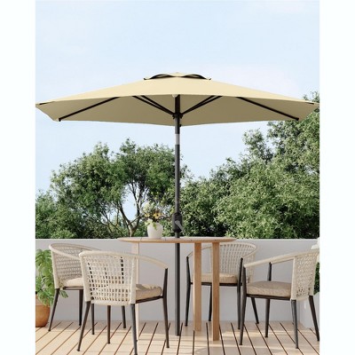10ft Patio Umbrella, Table Umbrella Outdoor Patio with Crank Lift & Push Button Tilt, 8 Sturdy Ribs for Yard, Deck, Pool