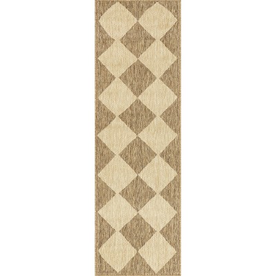 Nuloom Sabina Trellis 2x8 Indoor/Outdoor Runner Rug for Living Room Patio Deck Front Porch Entryway Hallway Kitchen, Brown/Ivory