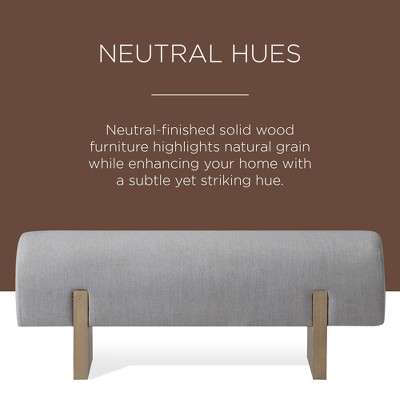 Gray Upholstered Wooden Bench with Curved Design