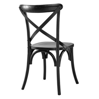 Elm Wood Black X-Brace Dining Side Chair