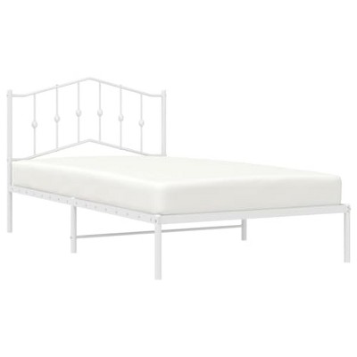 vidaXL Metal Bed Frame with Headboard and Additional Under-Bed Storage, Powder-Coated Steel Construction