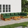 vidaXL Patio Furniture Set 8 Piece Sectional Sofa with Green Cushions, Solid Acacia Wood, Modular Design for Garden, Patio, or Deck - Includes Table - 2 of 4