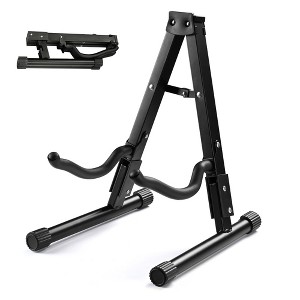 Yescom Folding Guitar Stand Floor A-Frame with Foam Arms Black Instrument Display Stand Universal Fit for Acoustic Guitars Banjo Electric Bass - 1 of 4