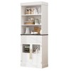 70" Kitchen Pantry Cabinet, Tall Storage Cabinets with Drawer & 2 Glass Doors - 3 of 4