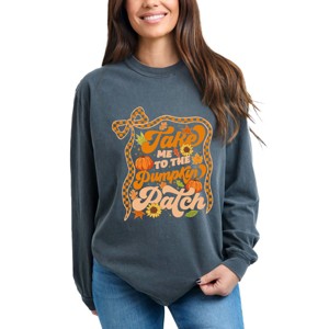 Simply Sage Market Coquette Take Me To The Pumpkin Patch Garment Dyed Long Sleeve - 1 of 4