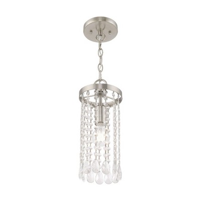 Elizabeth Brushed Nickel Mini Pendant with Clear Crystal Frills